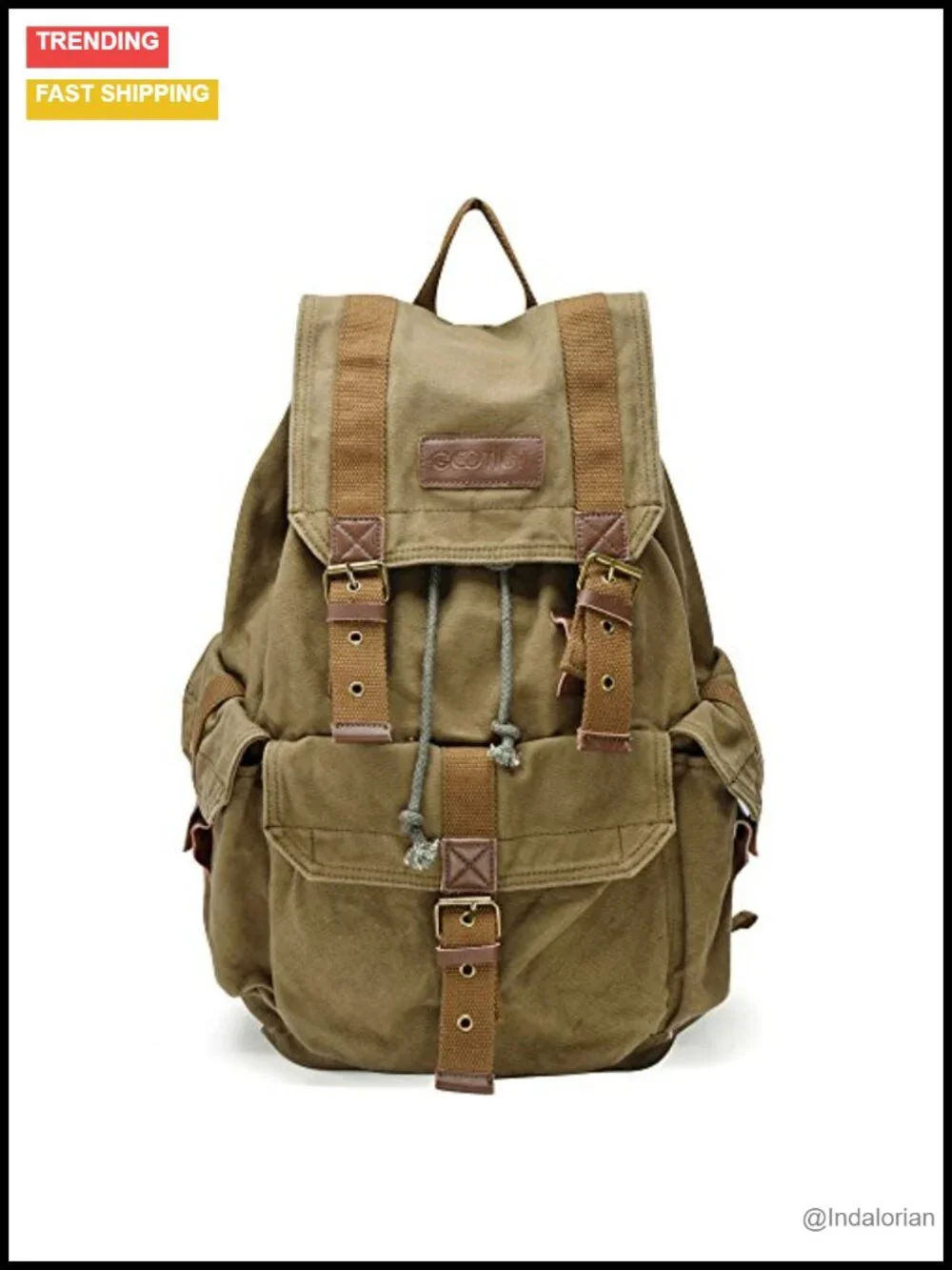 High Density Thick Canvas Backpack Rucksack with Laptop Compartment